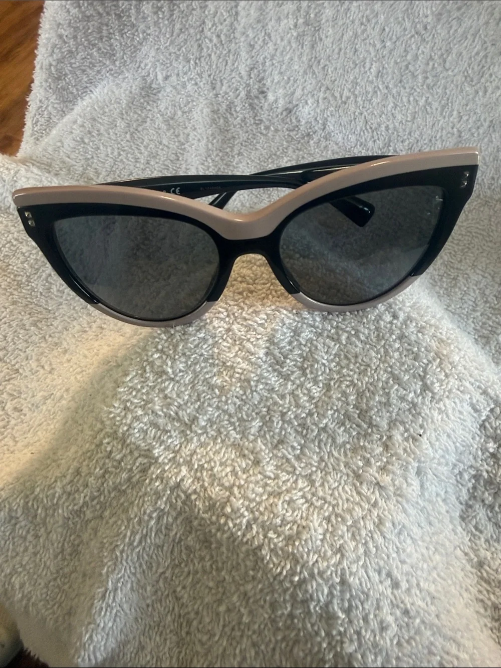 Valentino Two-Tone Cat Eye Sunglasses - Black and Beige